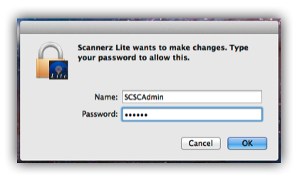 Scannerz Lite password dialog