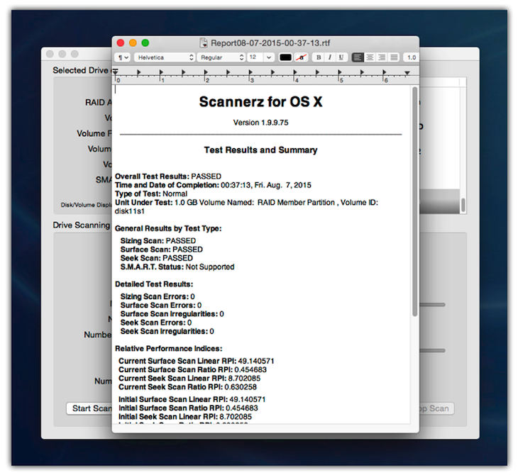 Scannerz report on completed test